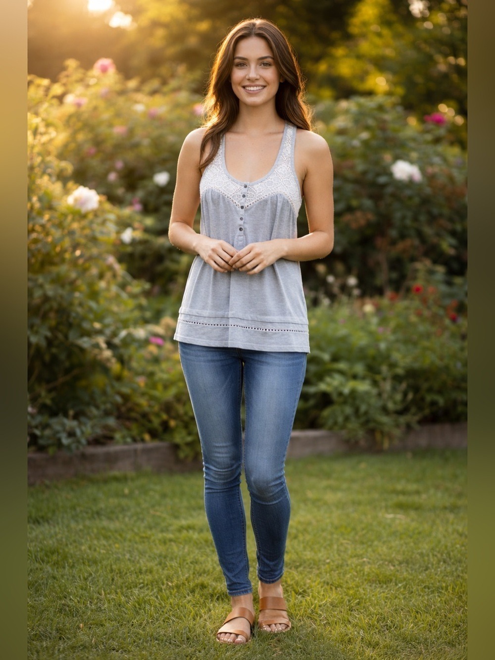 Hint of Mint Stretch Lace Scoopneck Tank Top